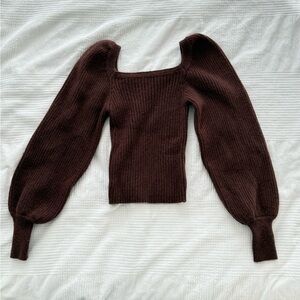 OAK + FORT Square Neck Sweater in Deep Brown